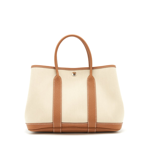 Hermes Garden Party 30 Canvas Gold SHW Stamp Z