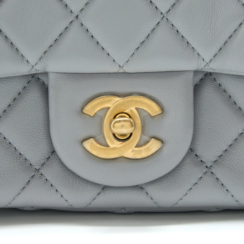 Chanel 21B Pearl Crush Mini Rectangular Flap Bag Lambskin Grey GHW (Microchip)