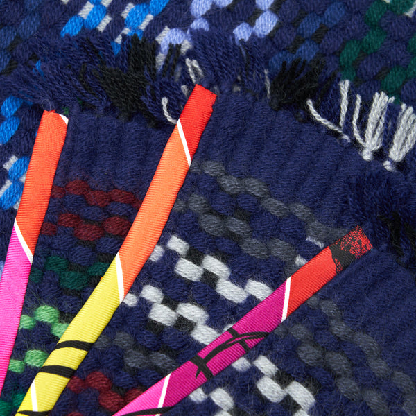 Hermes Etole Cashmere madras pixel Scarf/ Shawl 70×220cm