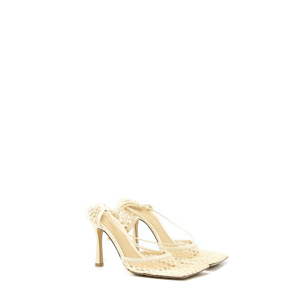 Bottega Veneta Size 39 Stretch Lace-up Sandals Lambskin White