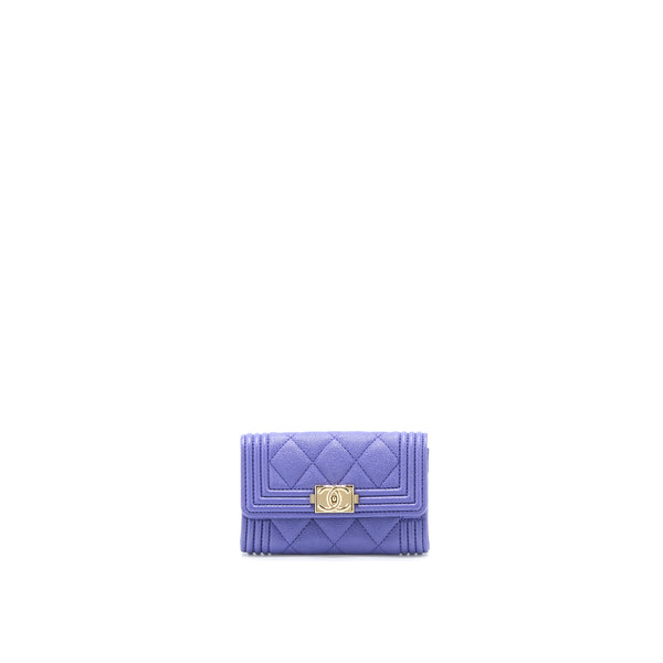 Chanel Boy Card Holder Caviar Purple LGHW