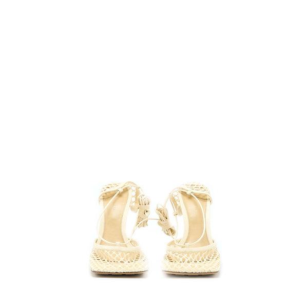Bottega Veneta Size 39 Stretch Lace-up Sandals Lambskin White
