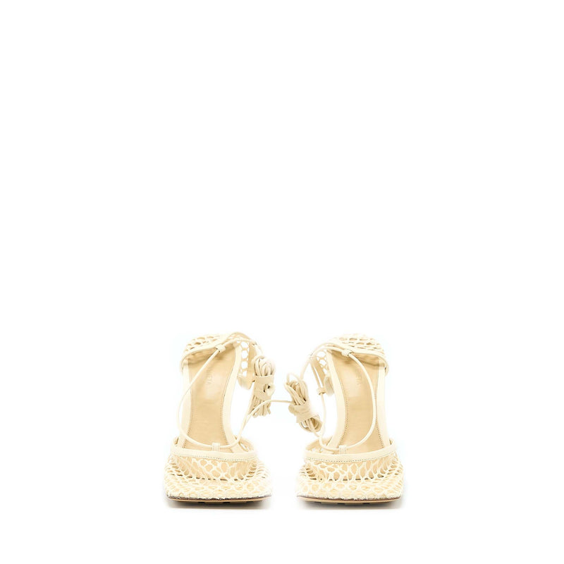 Bottega Veneta Size 39 Stretch Lace-up Sandals Lambskin White