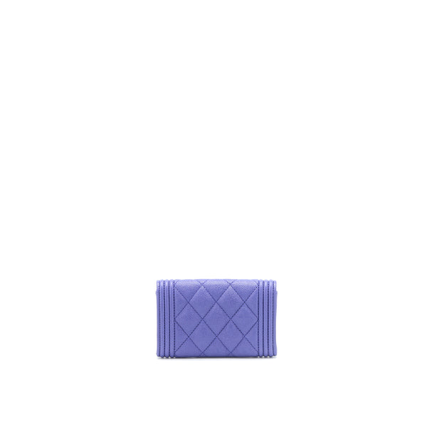 Chanel Boy Card Holder Caviar Purple LGHW