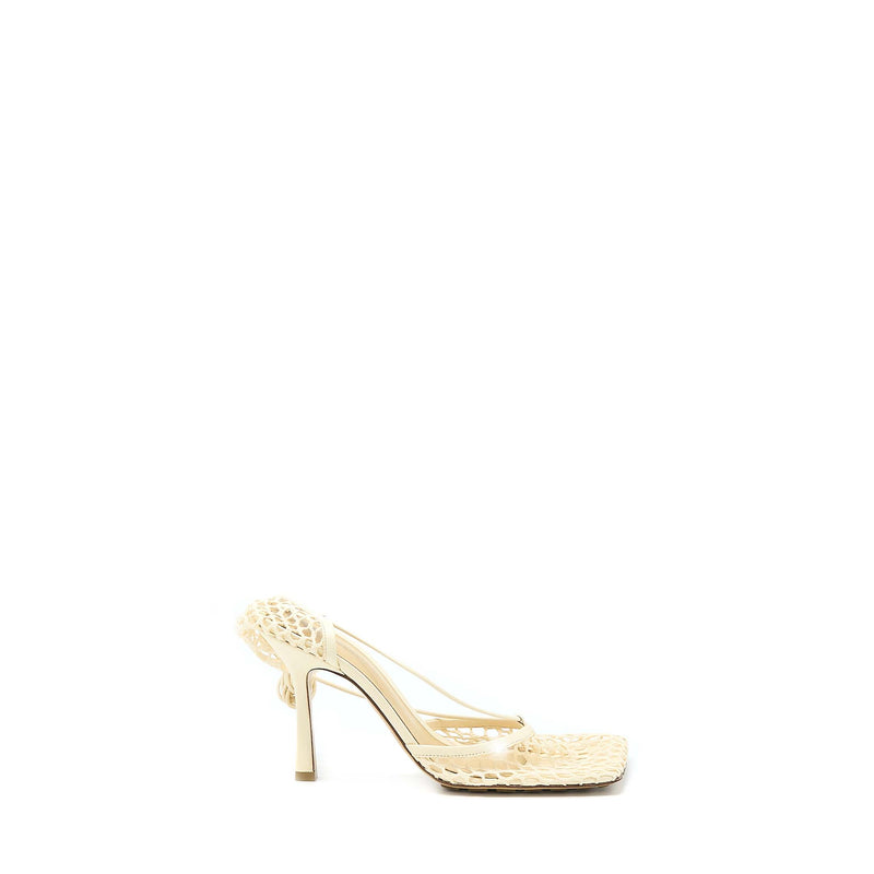 Bottega Veneta Size 39 Stretch Lace-up Sandals Lambskin White