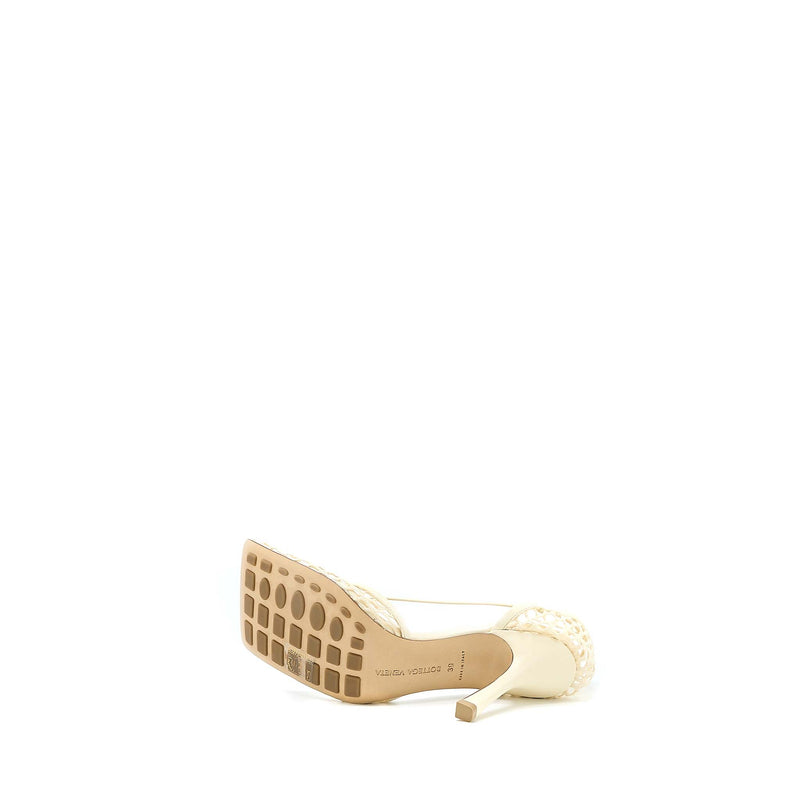 Bottega Veneta Size 39 Stretch Lace-up Sandals Lambskin White