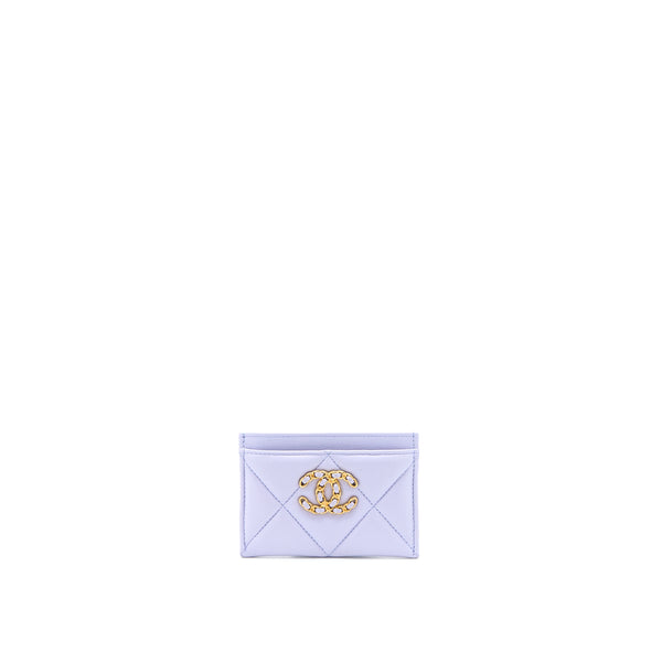 Chanel 19 Card Holder Lambskin Light Purple GHW