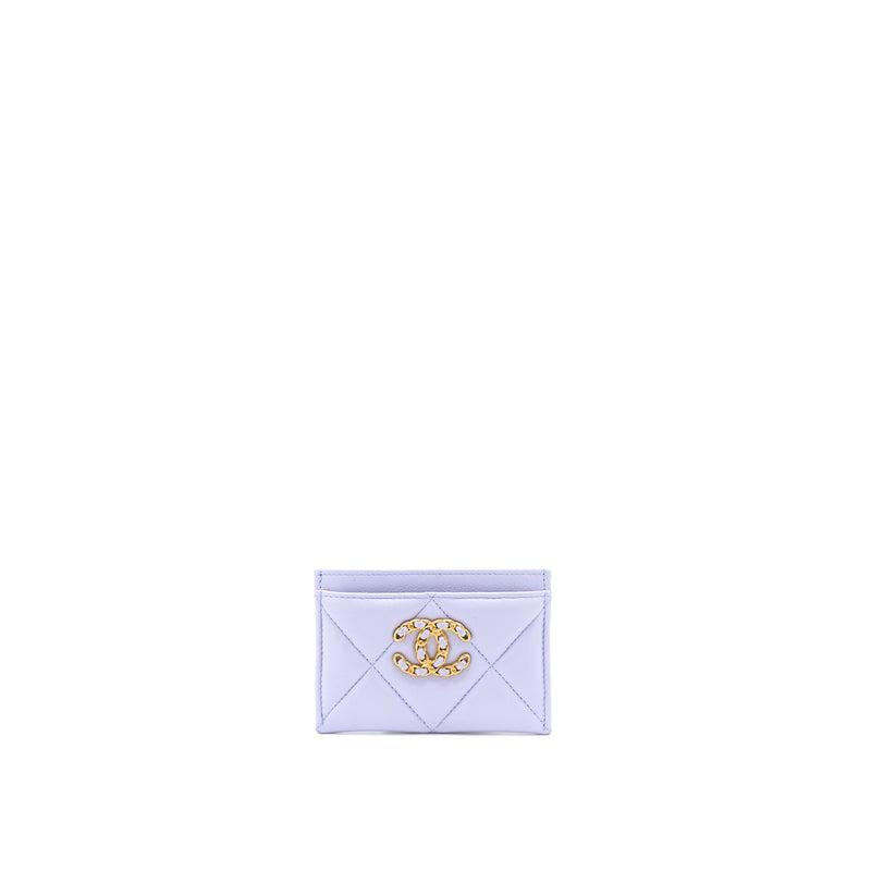 Chanel 19 Card Holder Lambskin Light Purple GHW