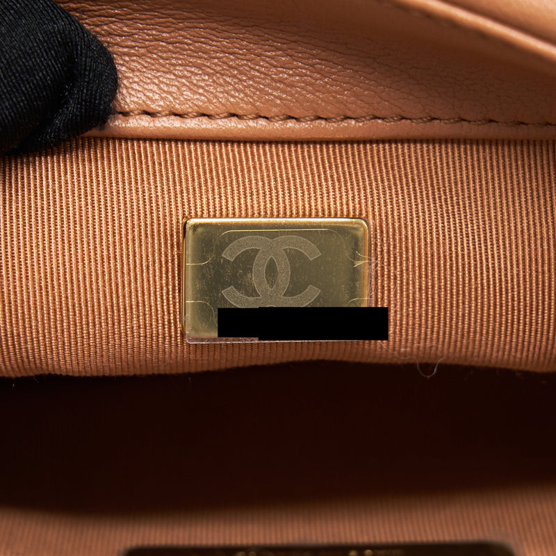 Chanel 19 Caramel Zipped Coin Purse Lambskin Gold Hardware