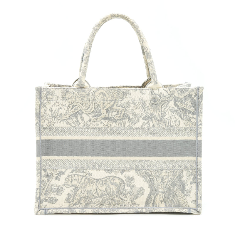 Dior Medium Dior Book Tote Grey Toile De Jouy Embroidery