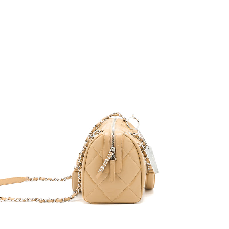 Chanel Bowling Bag Aged Calfskin Beige SHW