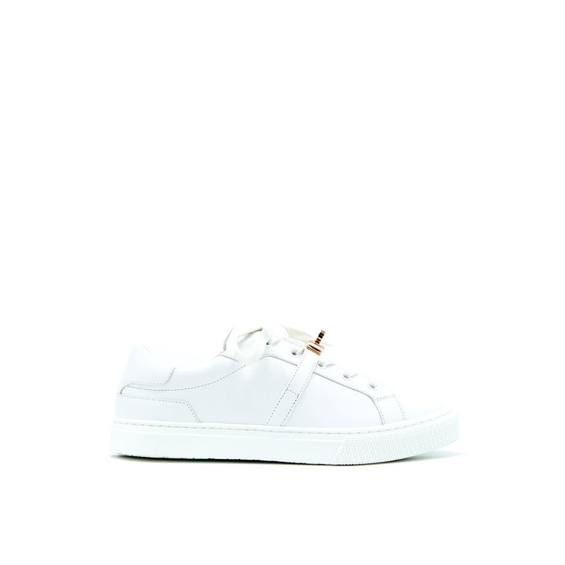 Hermes Size 38.5 Day Sneaker White Rose Gold Buckle