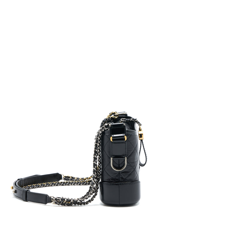 Chanel Small Gabrielle Bag Aged Calfskin Black Multicolour Hardware (Microchip)