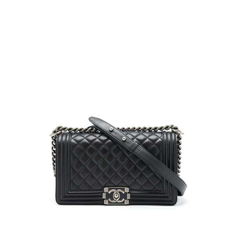 Chanel Medium Boy Bag Calfskin Black Ruthenium/Black Hardware