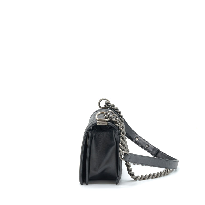 Chanel Medium Boy Bag Calfskin Black Ruthenium/Black Hardware