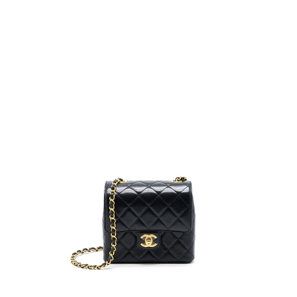 Chanel 22K Retro Classic New Mini Square Flap Bag Goatskin Black GHW(Microchip)