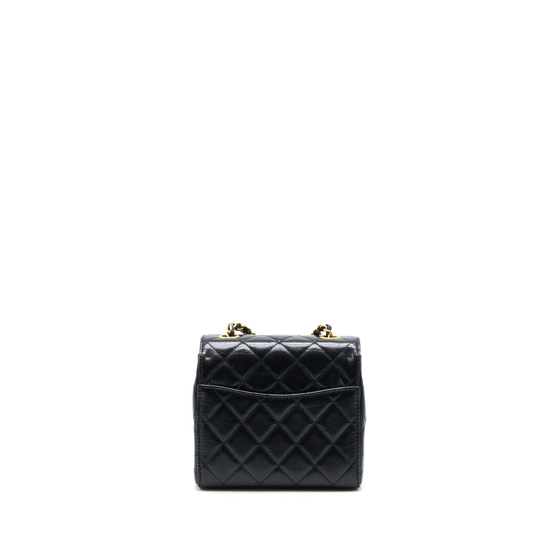 Chanel 22K Retro Classic New Mini Square Flap Bag Goatskin Black GHW(Microchip)