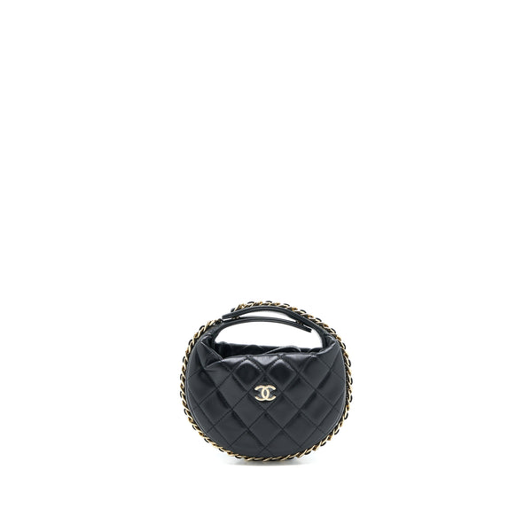 Chanel 23C Round Clutch Lambskin Black LGHW (Microchip)