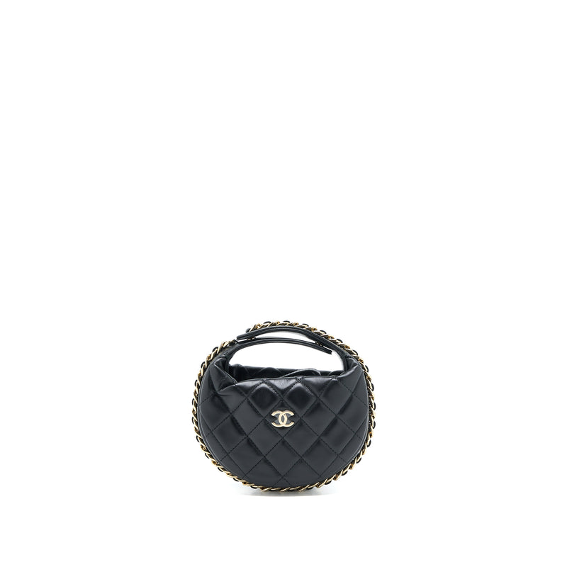Chanel Black Quilted Round Clutch