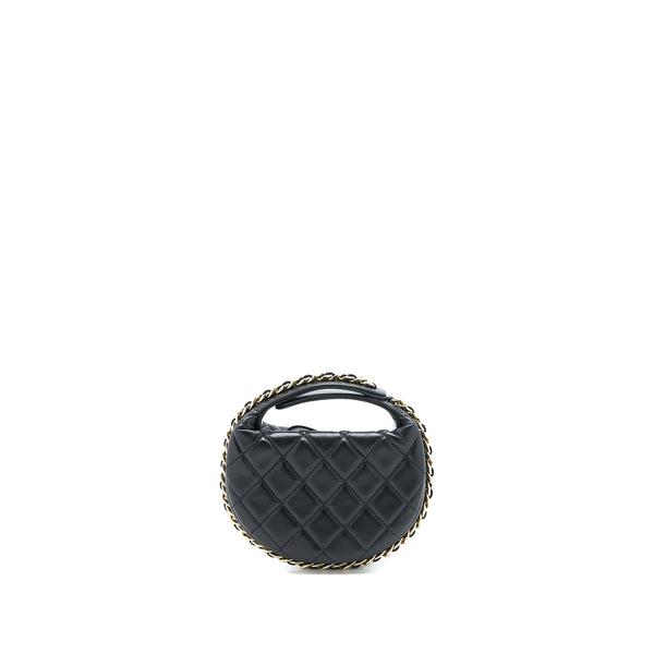 Chanel 23C Round Clutch Lambskin Black LGHW (Microchip)