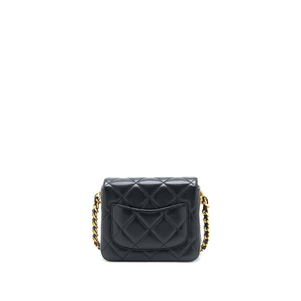 Chanel 21B Seasonal Quilted Square Flap Bag Lambskin Black Brushed GHW (Microchip)