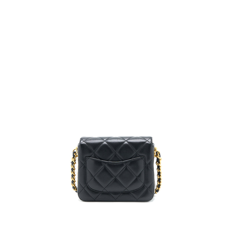 Chanel 21B Seasonal Quilted Square Flap Bag Lambskin Black Brushed GHW (Microchip)