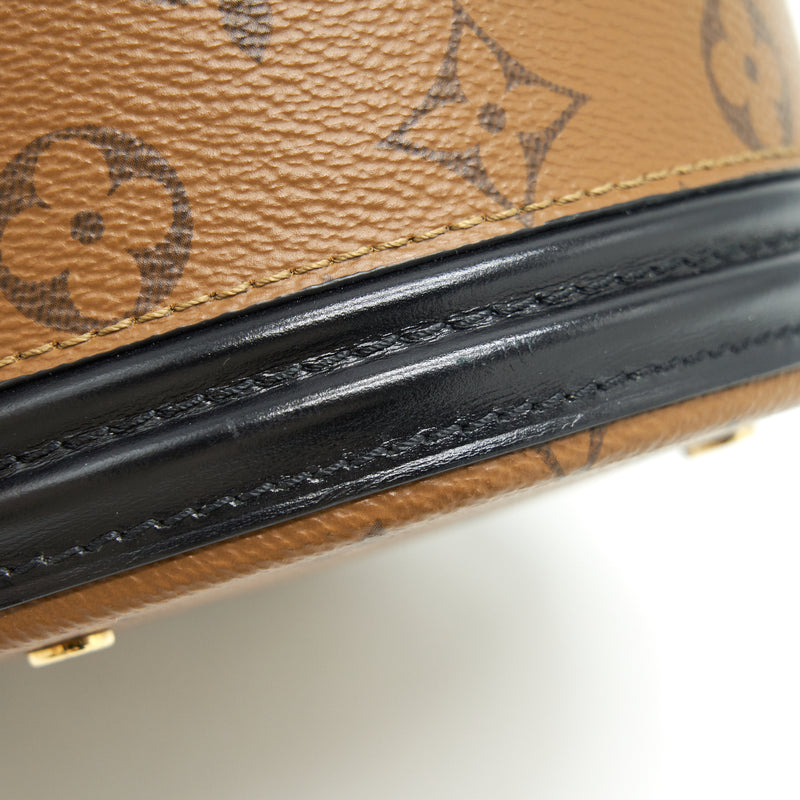 2018 Louis Vuitton Brown Monogram Reverse Canvas and Black Leather