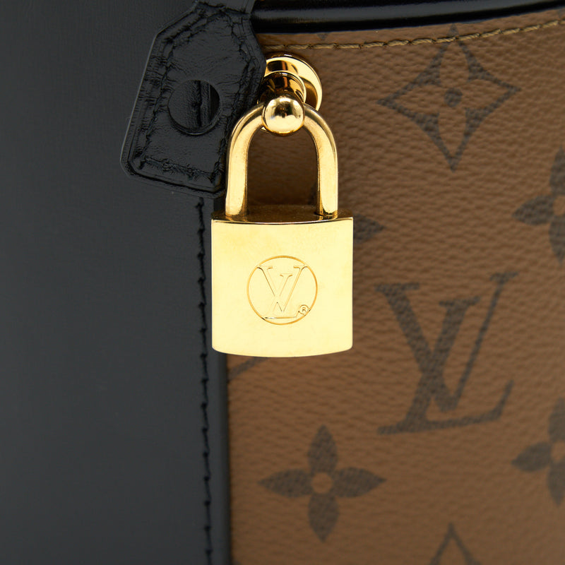 2018 Louis Vuitton Brown Monogram Reverse Canvas and Black Leather