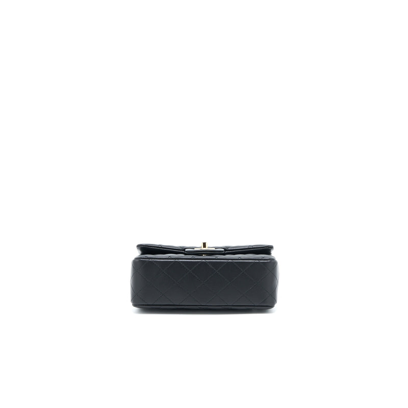 Chanel Top Handle Mini Rectangular Flap Bag Lambskin Black LGHW (Microchip)