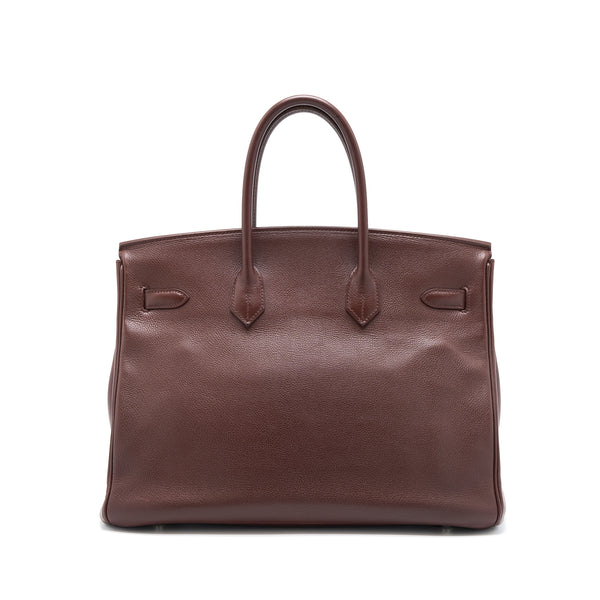 Hermes Birkin 35 Evergrain Bordeaux SHW Stamp Square K