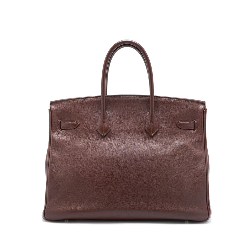 Hermes Birkin 35 Evergrain Bordeaux SHW Stamp Square K