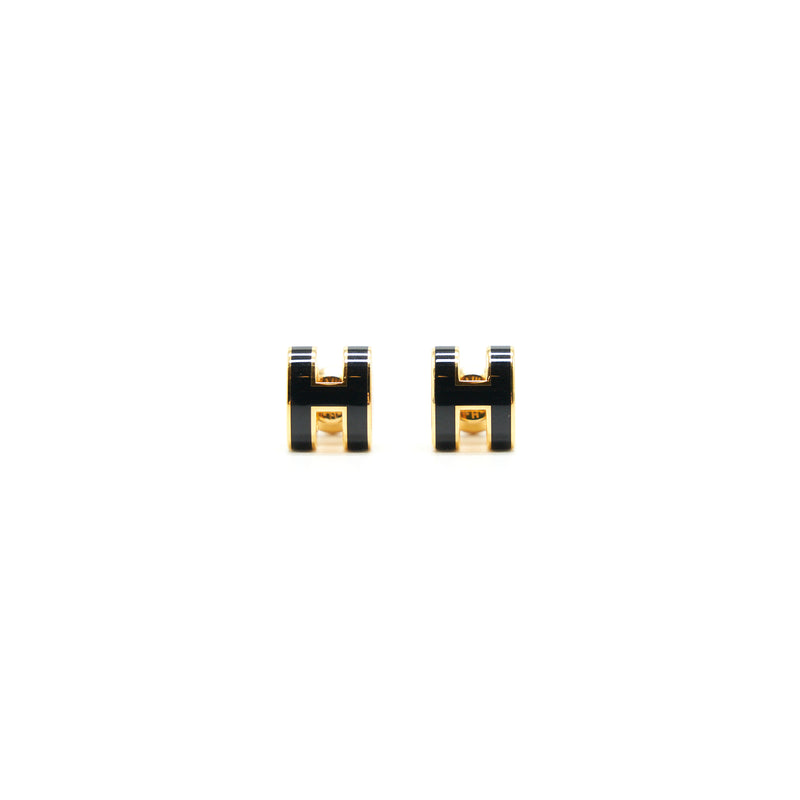 Hermes Mini Pop H Earrings Black GHW