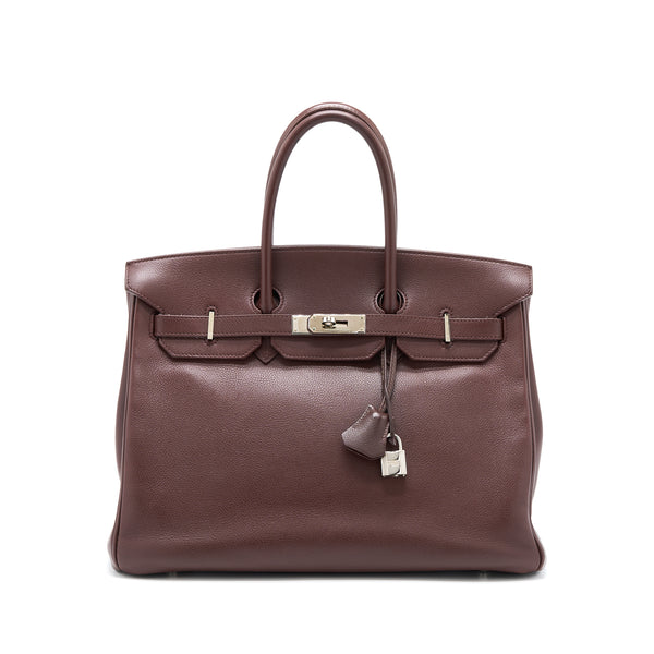 Hermes Birkin 35 Evergrain Bordeaux SHW Stamp Square K