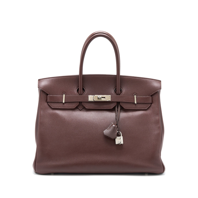 Hermes Birkin 35 Evergrain Bordeaux SHW Stamp Square K