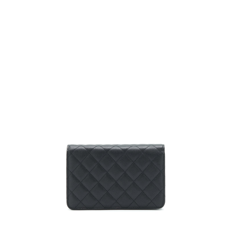 Chanel 22S Detailed Logo Wallet On Chain Caviar Black LGHW