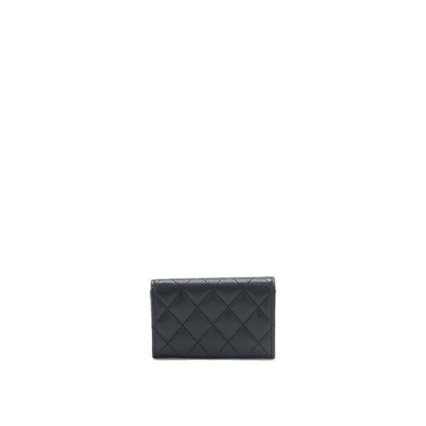 Chanel 23P Detail CC Logo Flap Card Holder Caviar Black LGHW (Microchip)