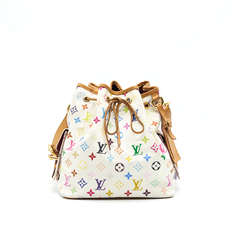 Louis Vuitton White Multicolor Canvas Petit Noe Bag