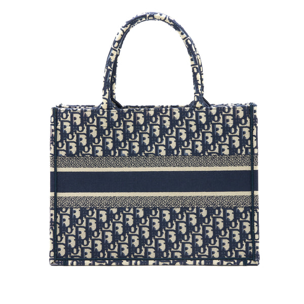 Dior Medium Book Tote Blue Oblique Embroidery