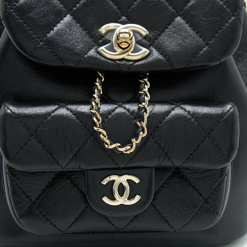 Chanel 22C mini Duma backpack calfskin Black LGHW(Microchip)