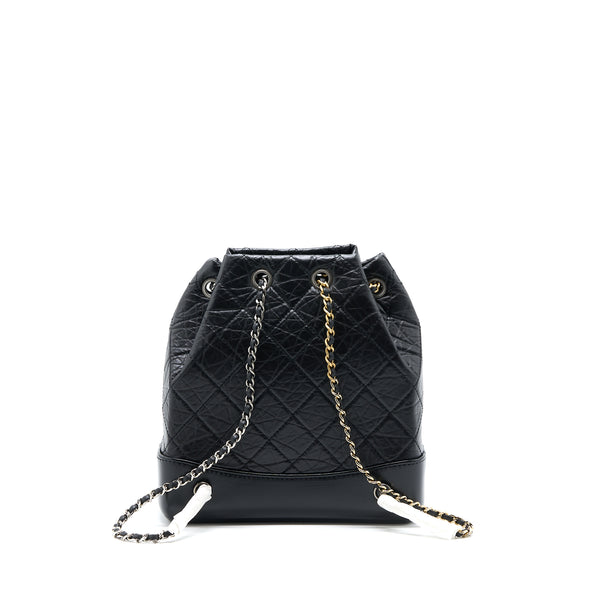 Chanel Small Gabrielle Backpack Aged Calfskin Black Multicolour Hardware (Microchip)