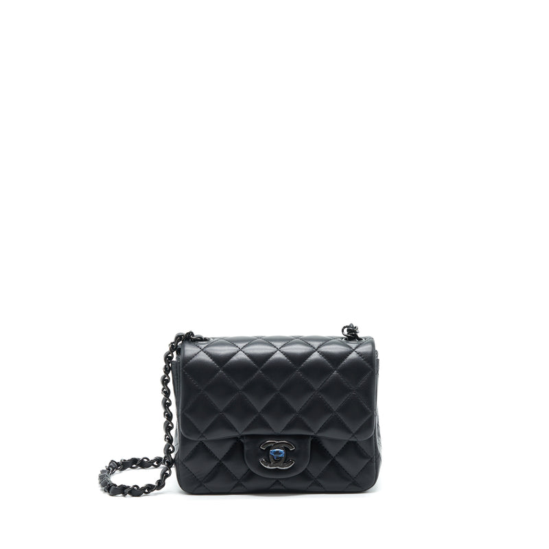 Chanel So Black Mini Classic Square Lambskin Leather Flap Bag