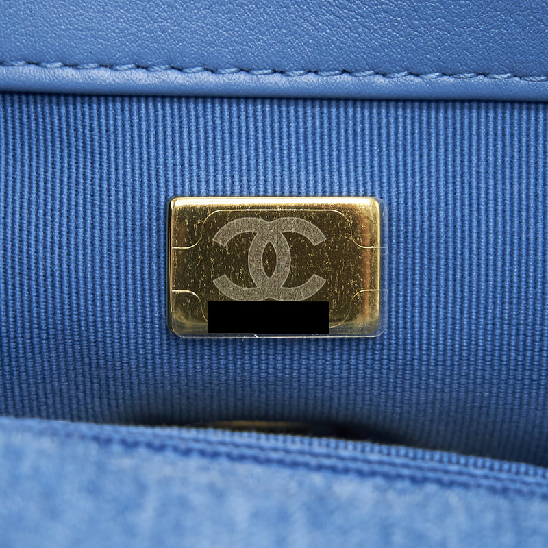 Chanel Phone Holder 19 Blue Denim Crossbody Bag (2021) For Sale at