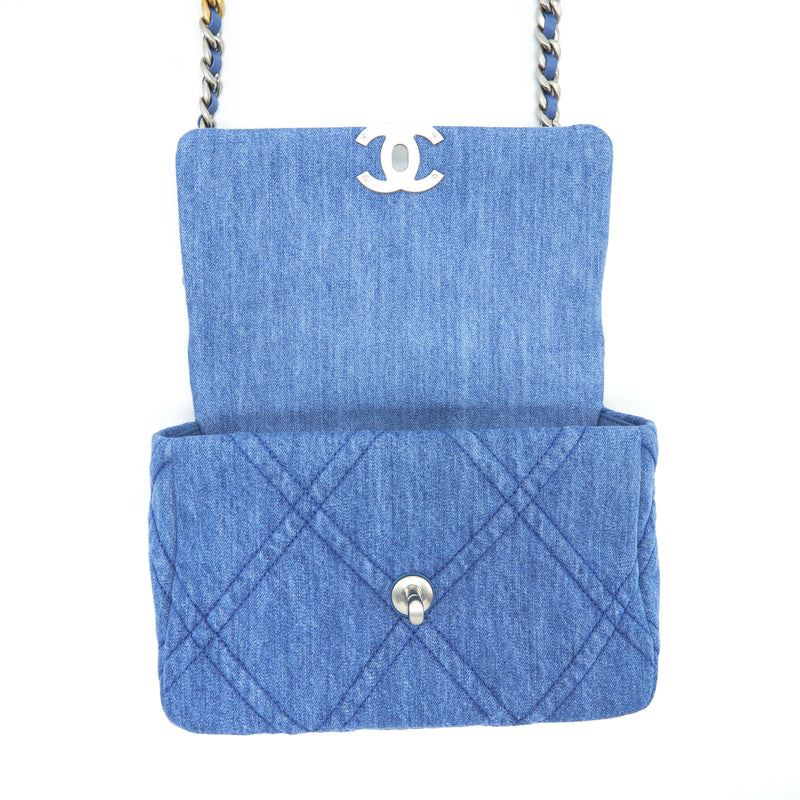 Chanel 22P Denim Small 19 Bag light blue Gold/Sliver Hardware