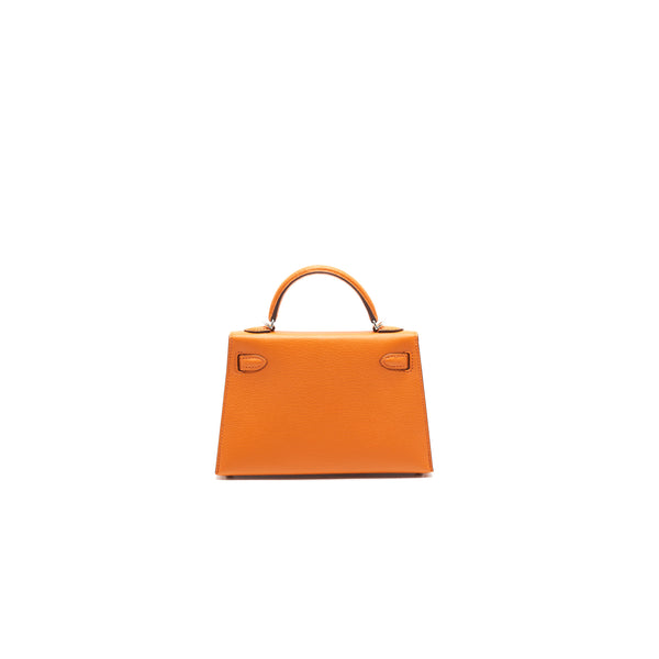 Hermes Sac Mini Kelly Ⅱ Verso Chevre Mysore Orange/ Sanguine SHW