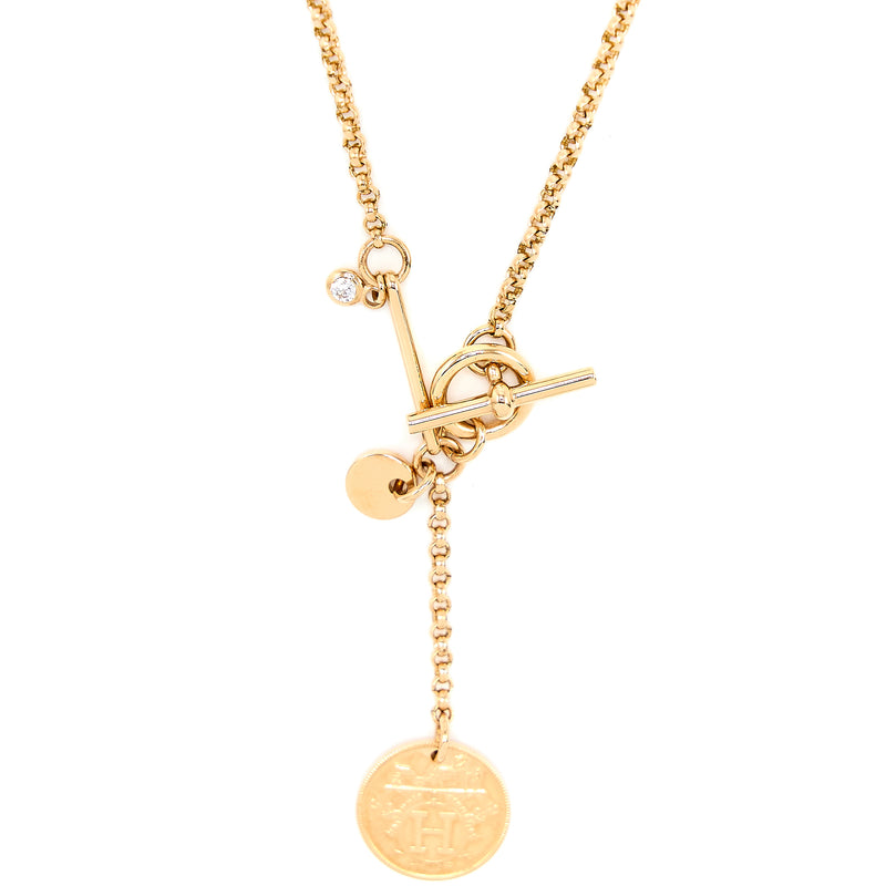 Hermes Ex-Libris Pendant, Small Model Rose Gold With A Diamond
