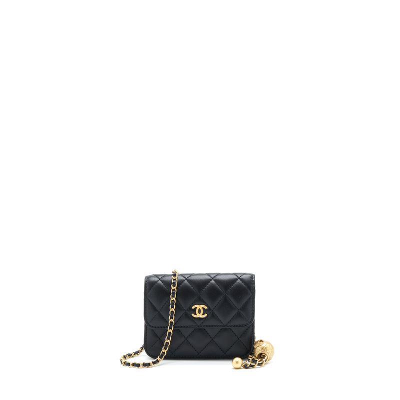 Chanel Pearl Crush Mini Flap Belt Bag Lambskin Black GHW