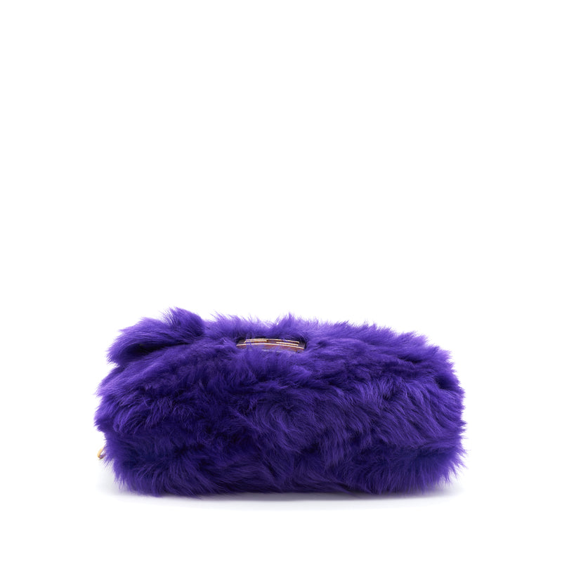 FENDI Baguette Fur Handbag Purple