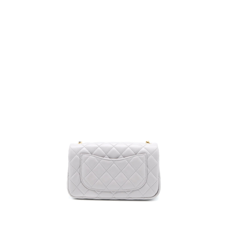 Chanel Pearl Crush Mini Rectangular Flap Bag Lambskin Light Grey GHW (Microchip)