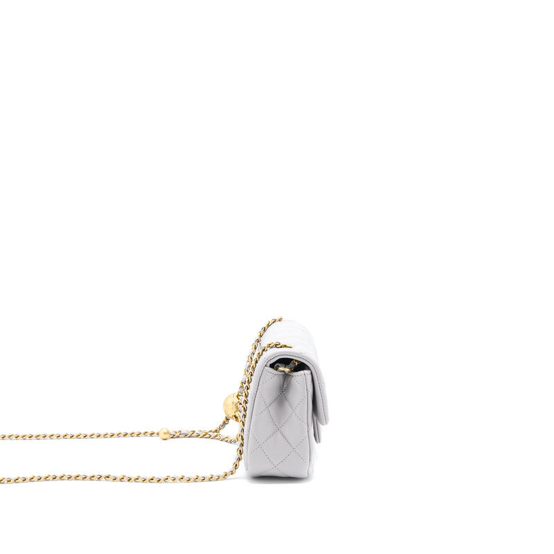 Chanel Pearl Crush Mini Rectangular Flap Bag Lambskin Light Grey GHW (Microchip)