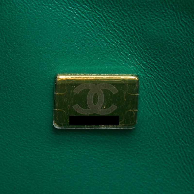Chanel Small Classic Double Flap Bag Lambskin Green LGHW(Microchip)